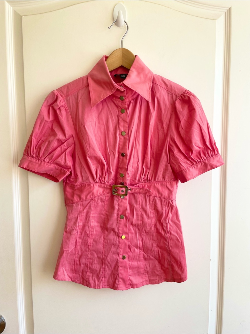 Vintage Bebe 1950s Style Pink Babydoll Buckle Top Size S Rockabilly Grease